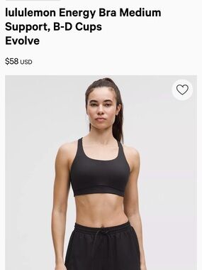 lululemon black Energy Bra Medium Support